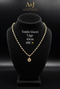 18K Italian Gold Gucci Link Crown Pendant Necklace | 7.5g | 45cm
