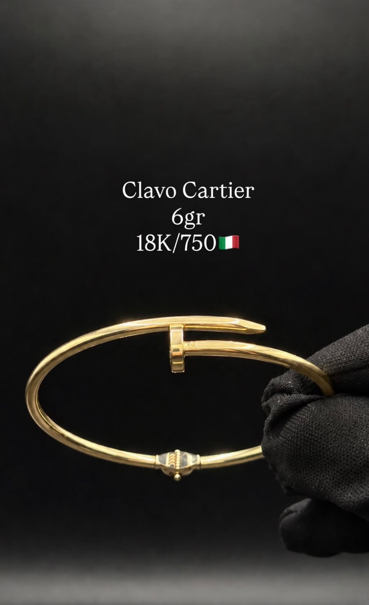 18K Italian Gold Nail Bangle | 6g